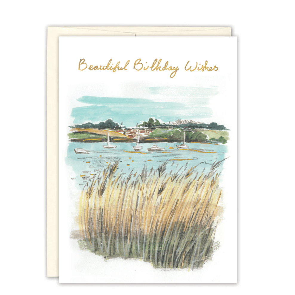 Shore Landscape Birthday Card EB005 - White Farmhouse Flowers