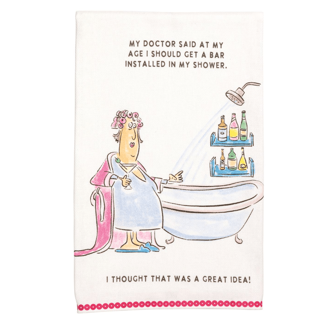 Shower Glitter Birthday Towel - White Farmhouse Flowers