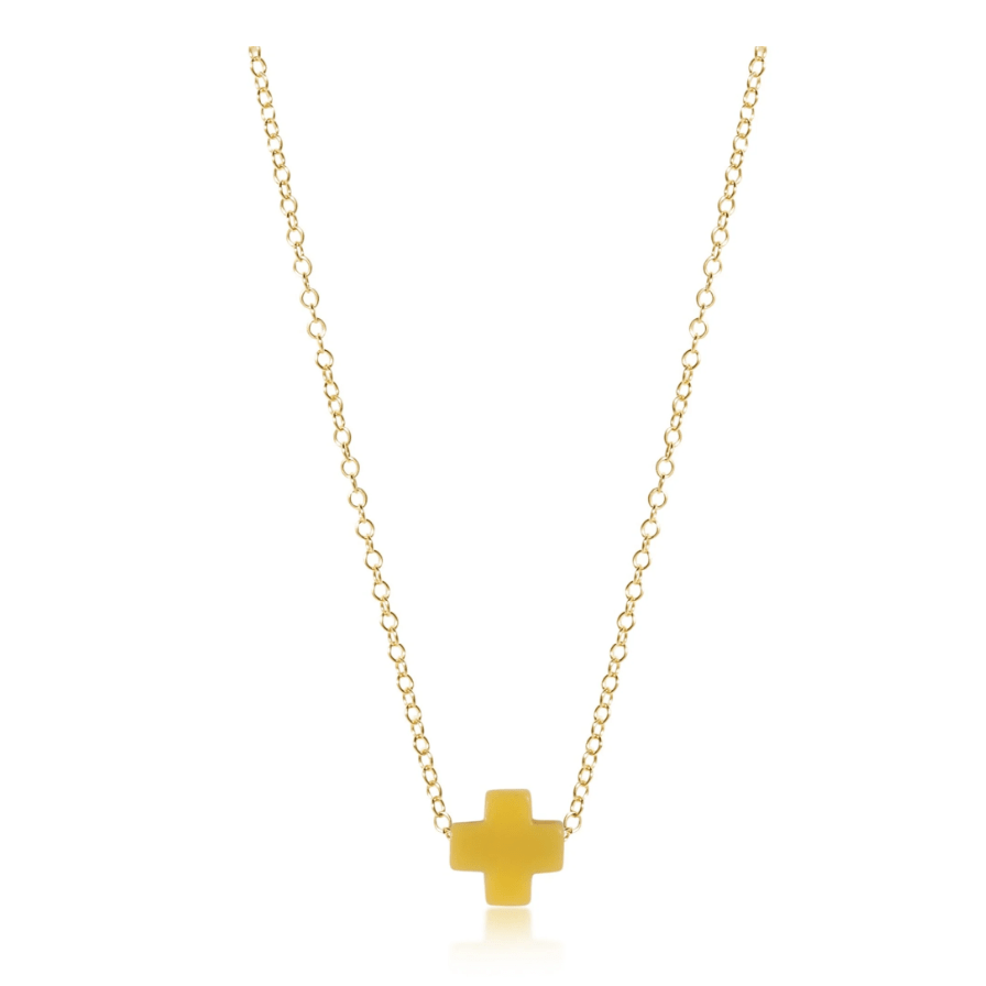 Signature Cross Canary 16" Necklace Gold - White Farmhouse Flowers