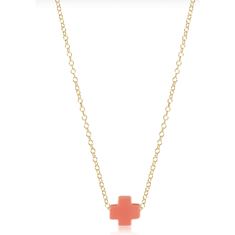 Signature Cross Coral 16" Necklace Gold - White Farmhouse Flowers