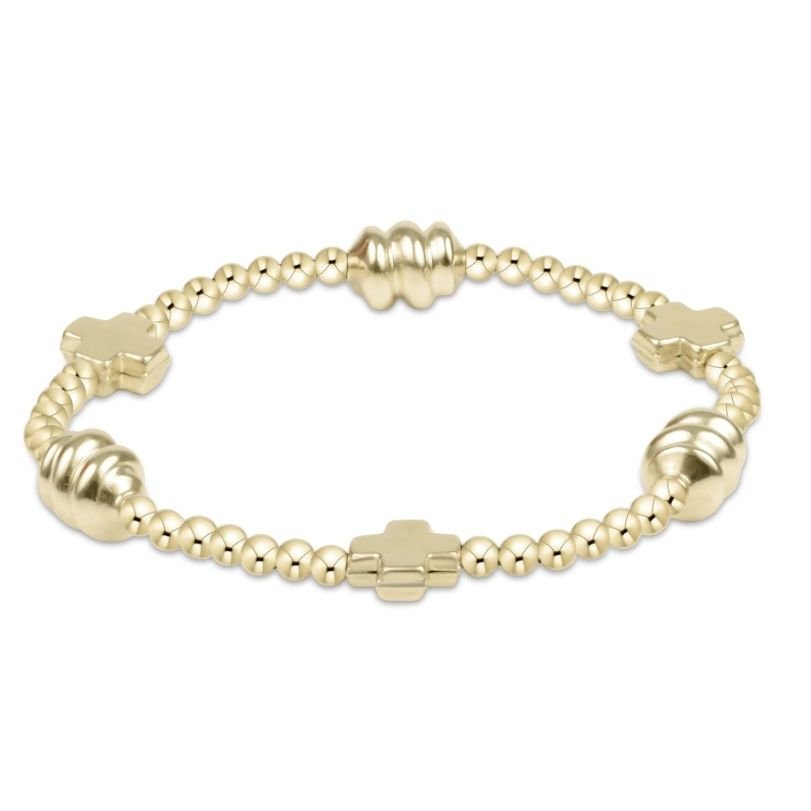 Signature Cross Gold & Admire Gold 3mm Gold Bracelet - White Farmhouse Flowers