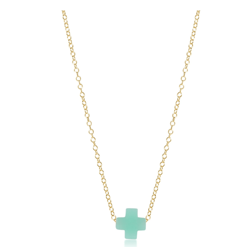 Signature Cross Mint 16" Necklace Gold - White Farmhouse Flowers