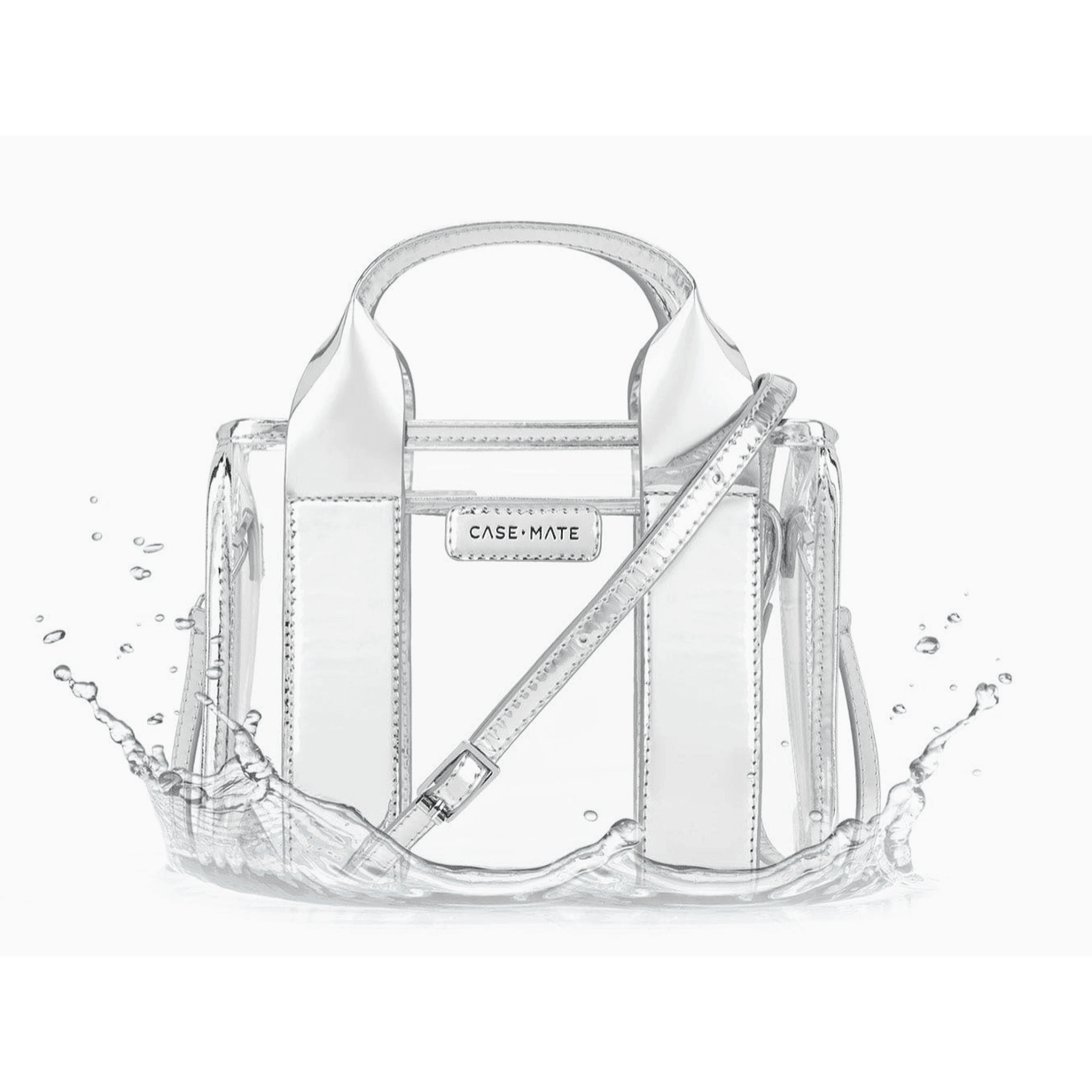 Silver Chrome Clear Stadium Bag - White Farmhouse Flowers