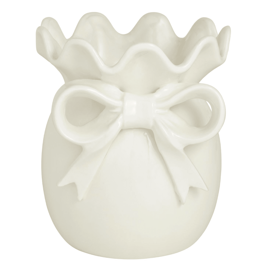 Small Bow Vase - White Farmhouse Flowers