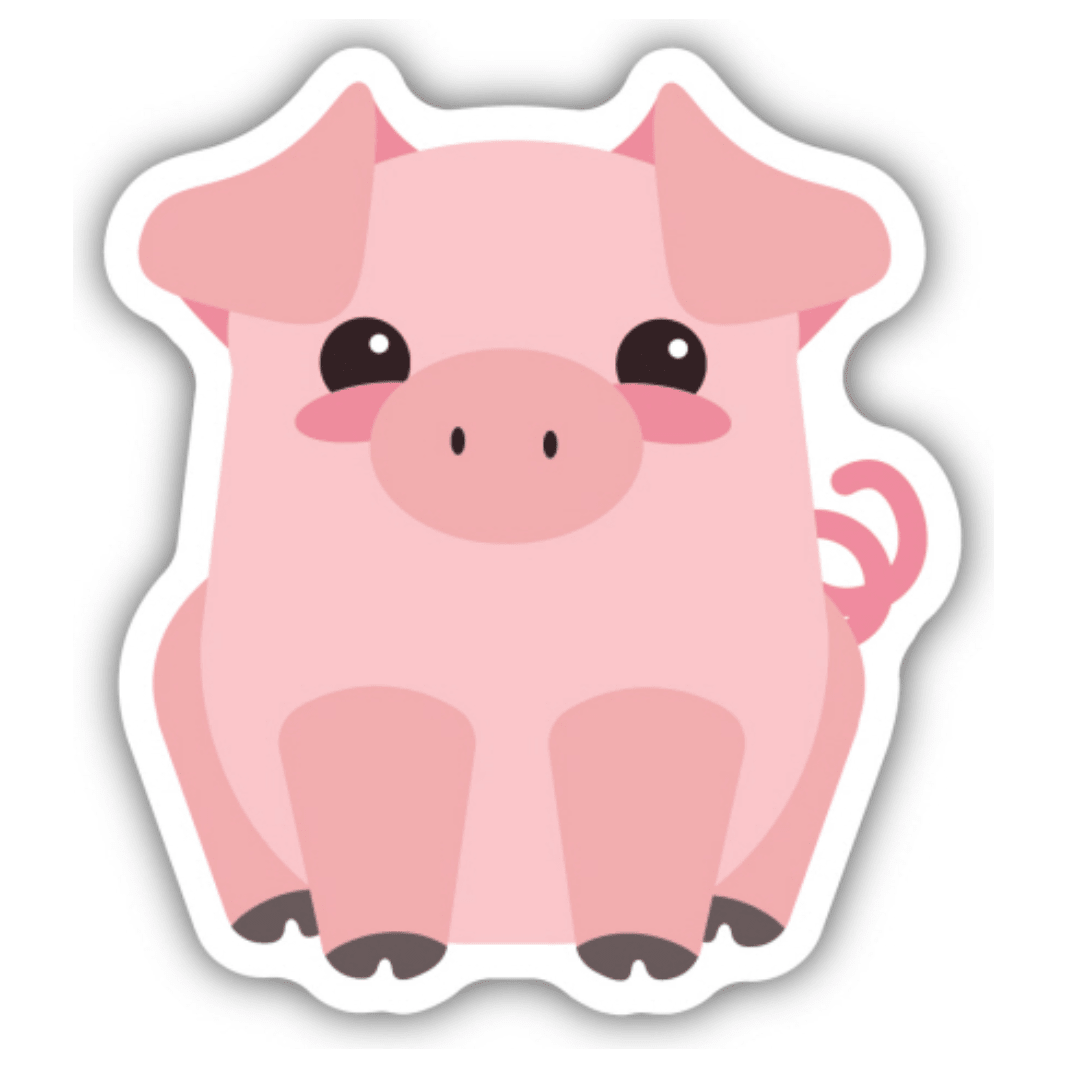 Small Pig Sticker - White Farmhouse Flowers