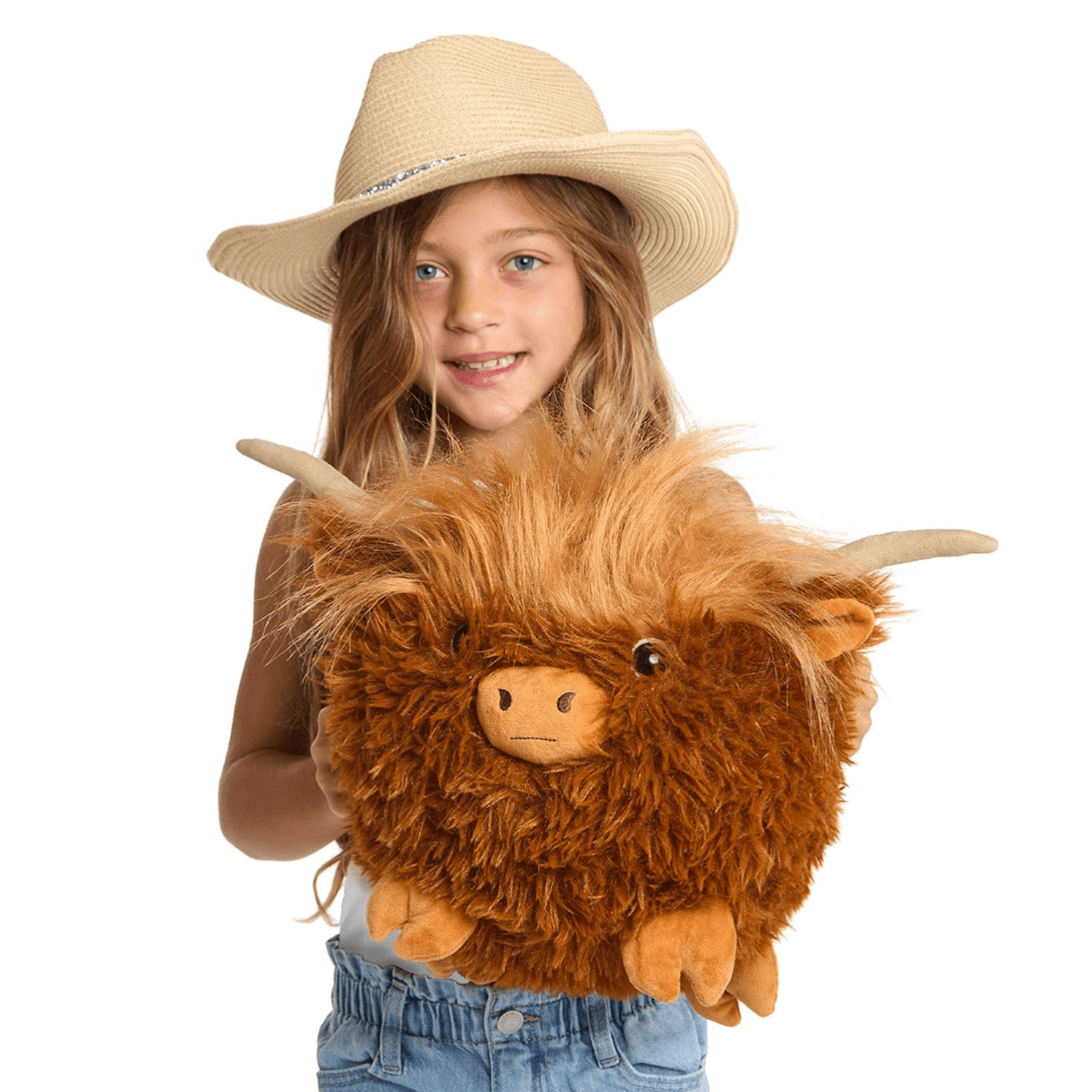 Snuggle Puff Super Soft Large Highland Cow - White Farmhouse Flowers