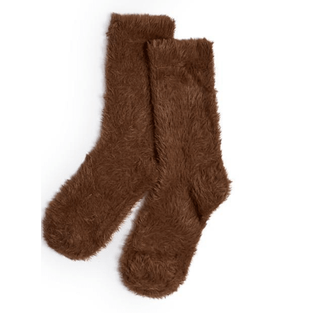 Snuggly Crew Socks - White Farmhouse Flowers