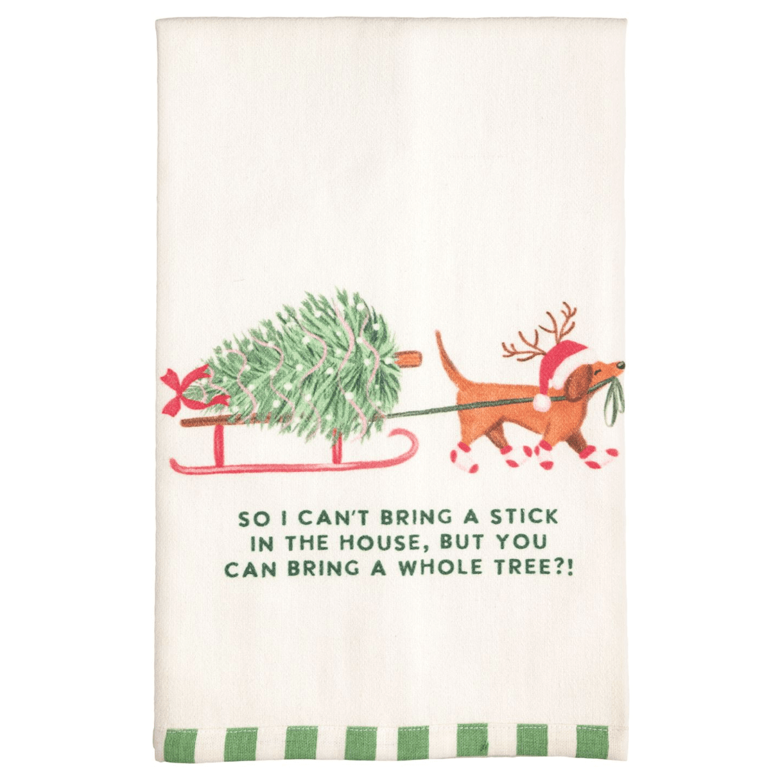 So I Can't Bring a Stick in the House Ric Rac Towel - White Farmhouse Flowers