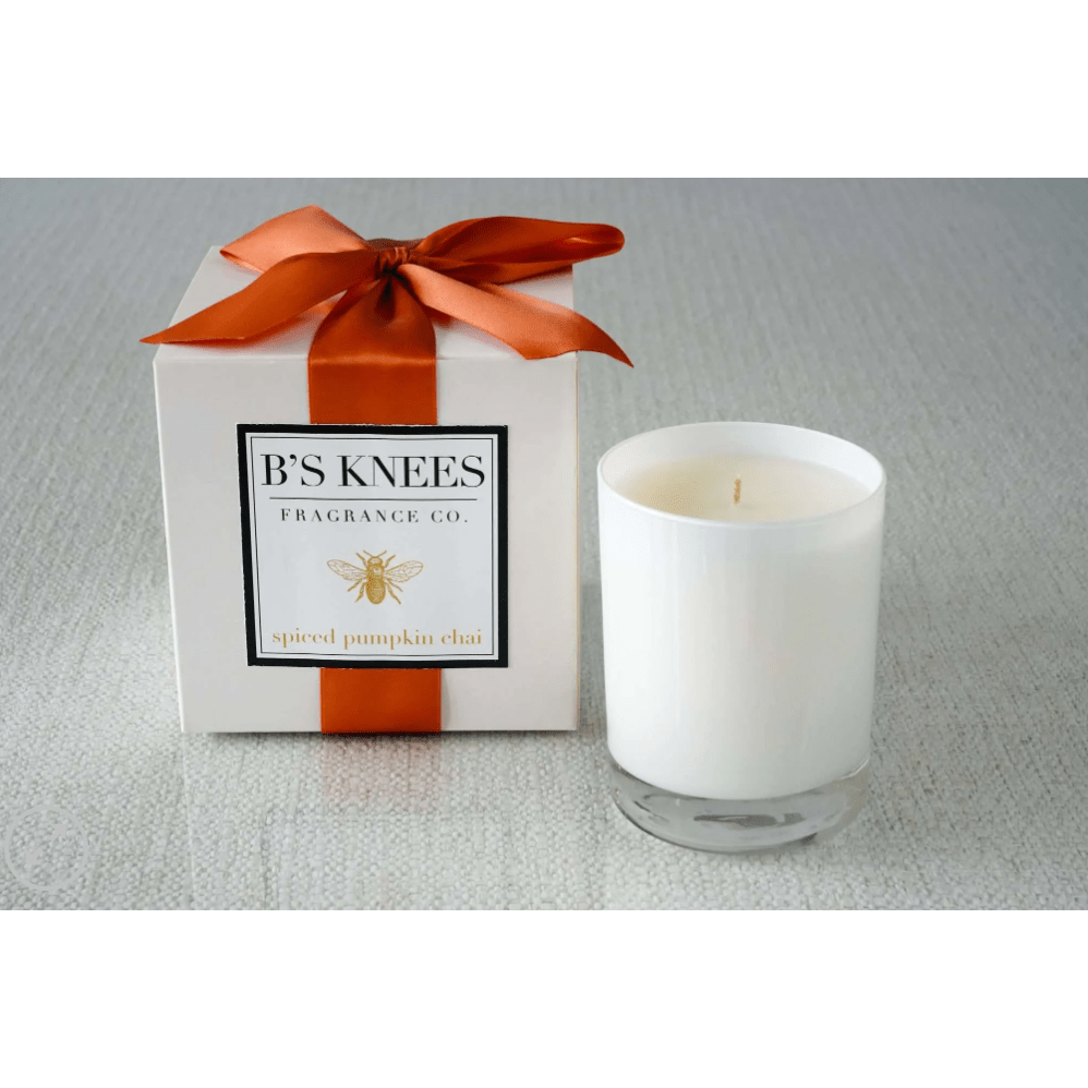 Spiced Pumpkin Chai 1 Wick White Glass Candle - White Farmhouse Flowers