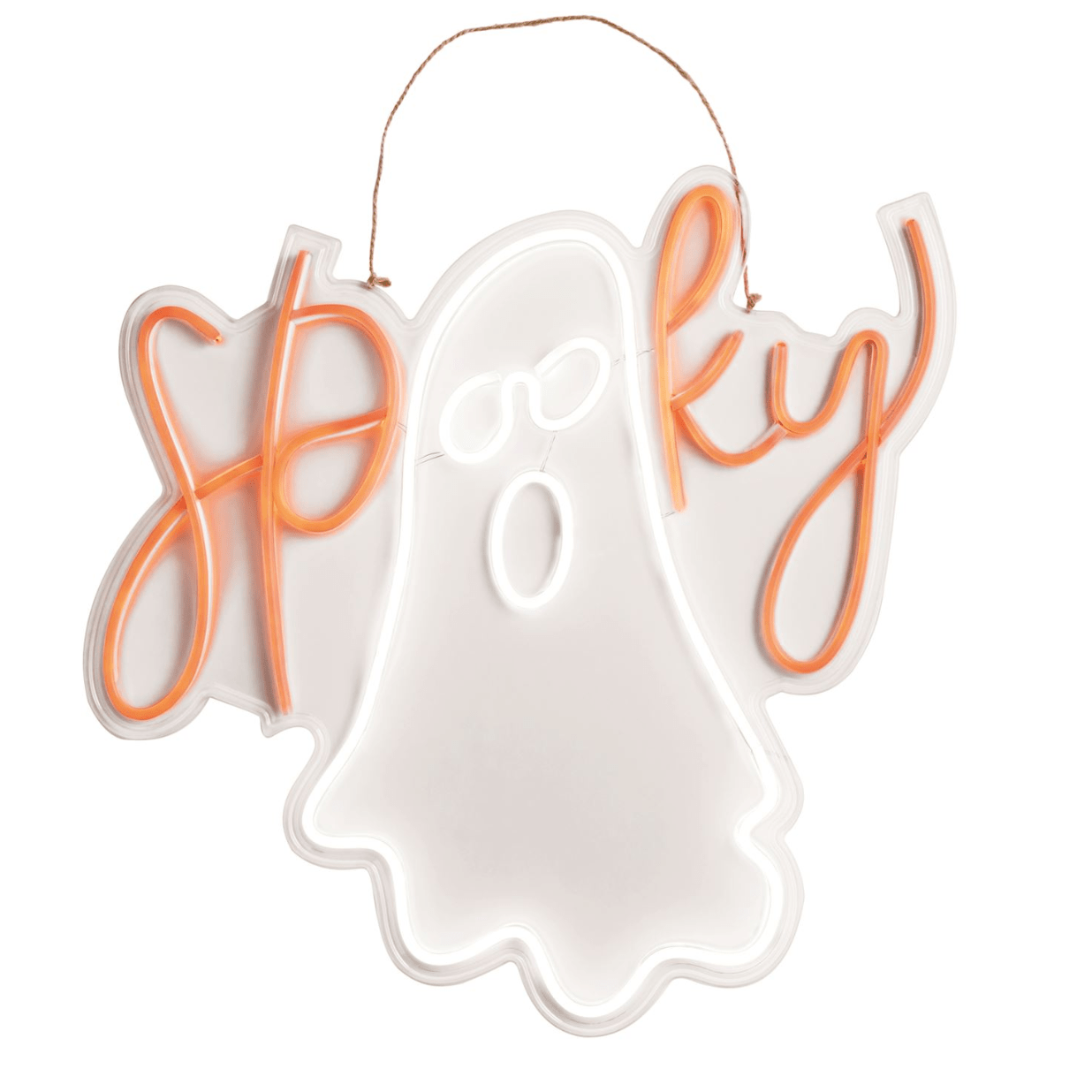 Spooky Neon Ghost Door Hanger - White Farmhouse Flowers