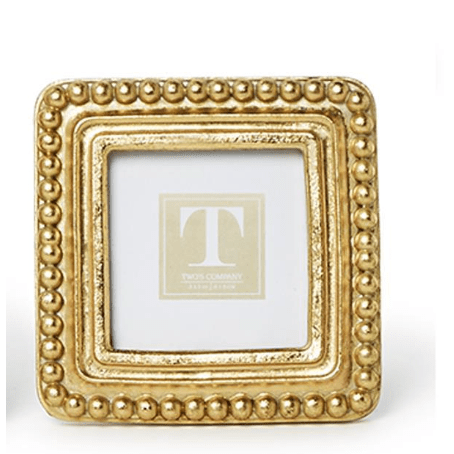 Square Beaded Texture Gold Photo Frame - White Farmhouse Flowers