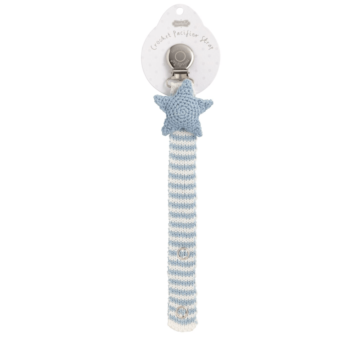 Star Crochet Pacifier Strap - White Farmhouse Flowers