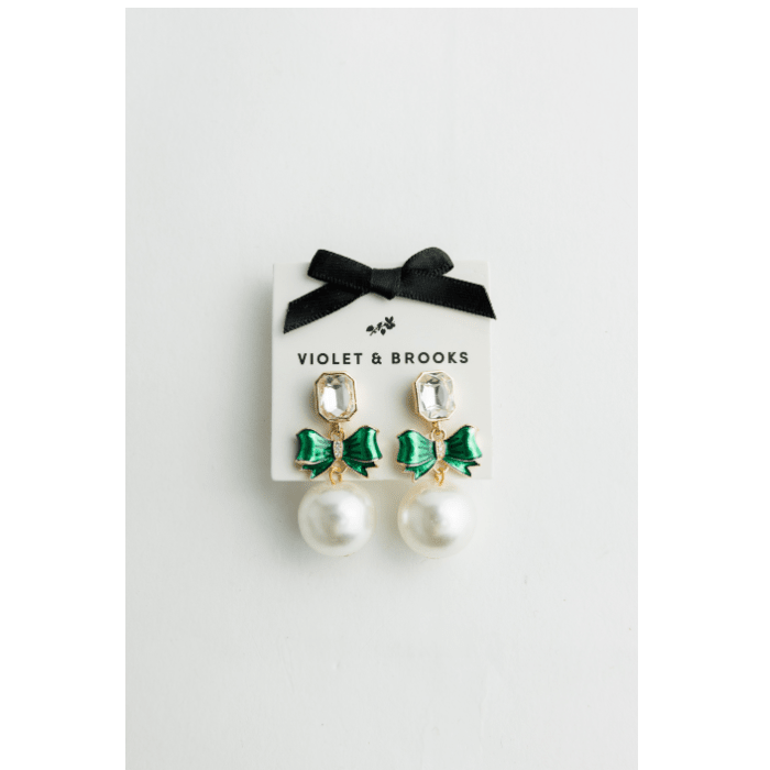 Statement Bow Earring Emerald - White Farmhouse Flowers