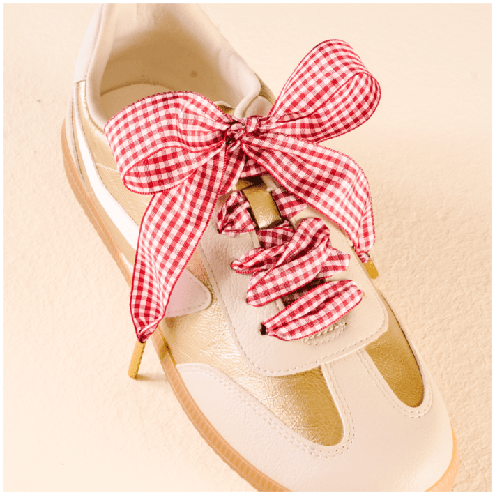 Step It Up Shoelaces - Gingham Red - White Farmhouse Flowers