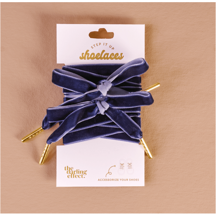 Step It Up Shoelaces - Velvet Blue - White Farmhouse Flowers