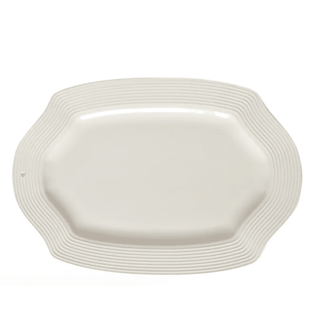 Stoneware Pretty Platter - White Farmhouse Flowers