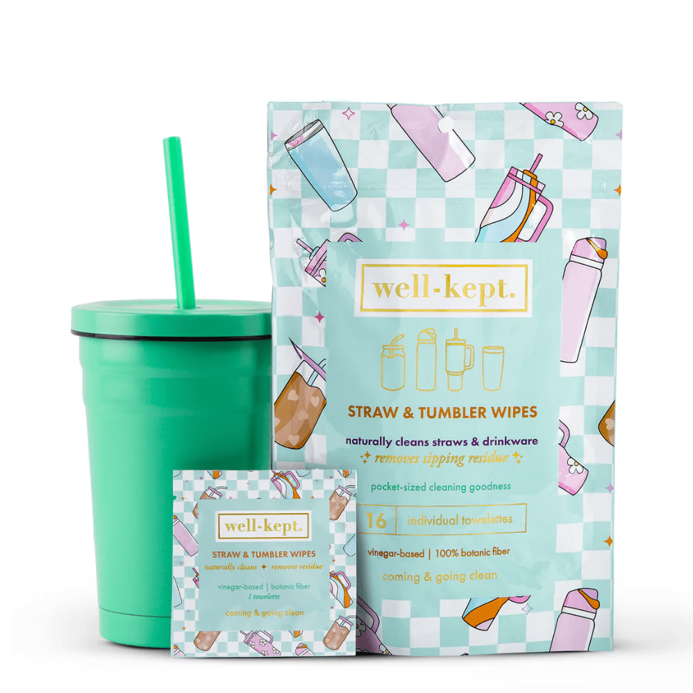 Straw and Tumbler Wipes - White Farmhouse Flowers
