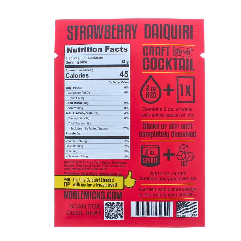Strawberry Daiquiri Mix Single Serve – Cocktail Gift Parkville MO - White Farmhouse Flowers