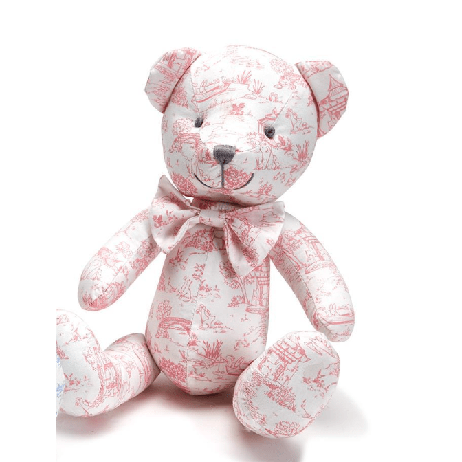 Stuffed Toile Bear - White Farmhouse Flowers