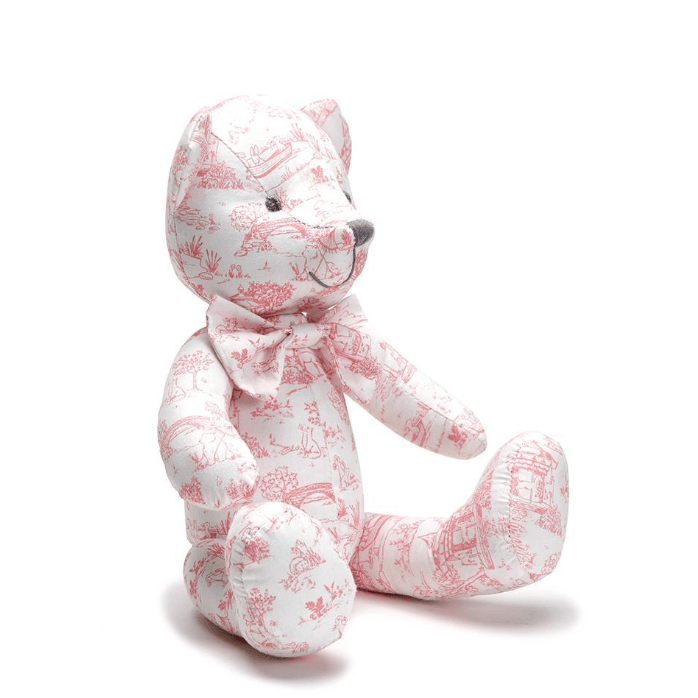 Stuffed Toile Bear - White Farmhouse Flowers