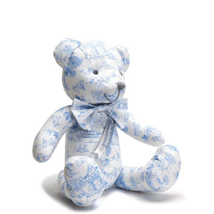 Stuffed Toile Bear - White Farmhouse Flowers