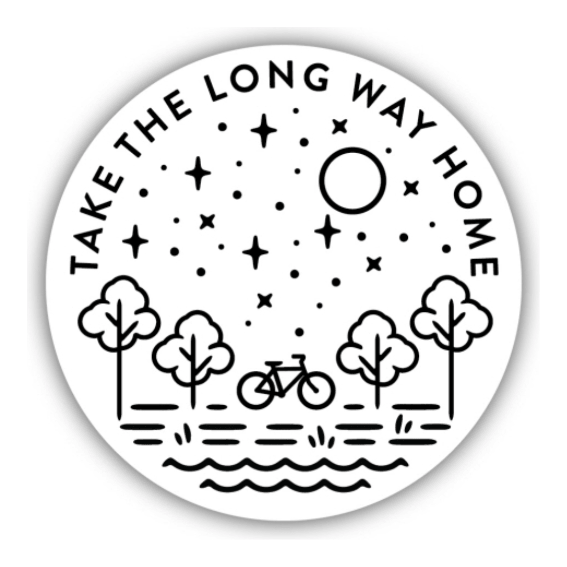 Take the Long Way Home Bike Path Sticker - White Farmhouse Flowers
