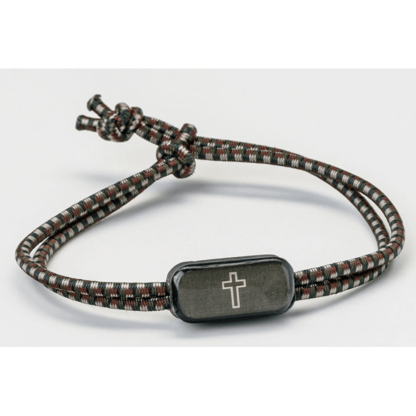 Tap To Pray Survivor Series Tactical Bracelet Camo Green + Cross - White Farmhouse Flowers