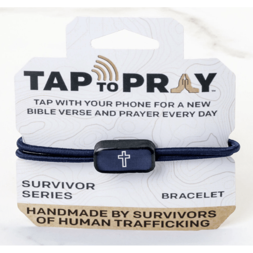 Tap To Pray Survivor Series Tactical Bracelet Navy + Cross - White Farmhouse Flowers