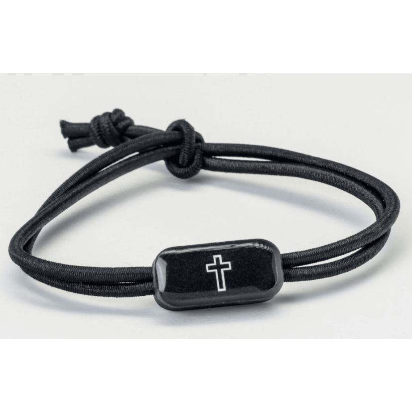 Tap To Pray Survivor Series Tactical Bracelet Onyx + Cross - White Farmhouse Flowers