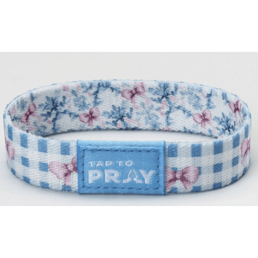 Tap to Pray Wristband - Blue Belle - White Farmhouse Flowers