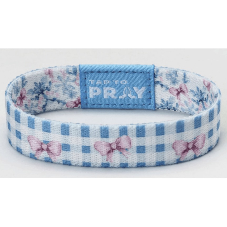 Tap to Pray Wristband - Blue Belle - White Farmhouse Flowers