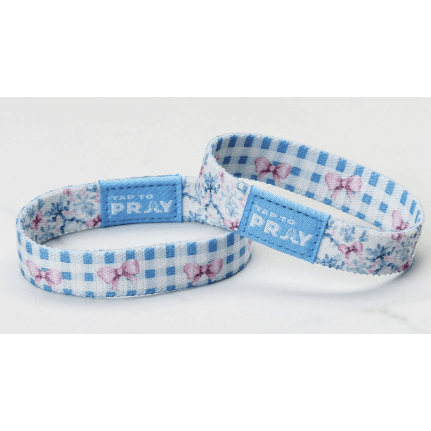 Tap to Pray Wristband - Blue Belle - White Farmhouse Flowers