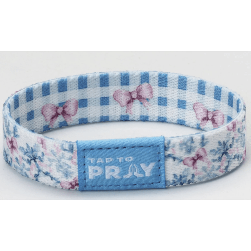 Tap to Pray Wristband - Blue Belle - White Farmhouse Flowers
