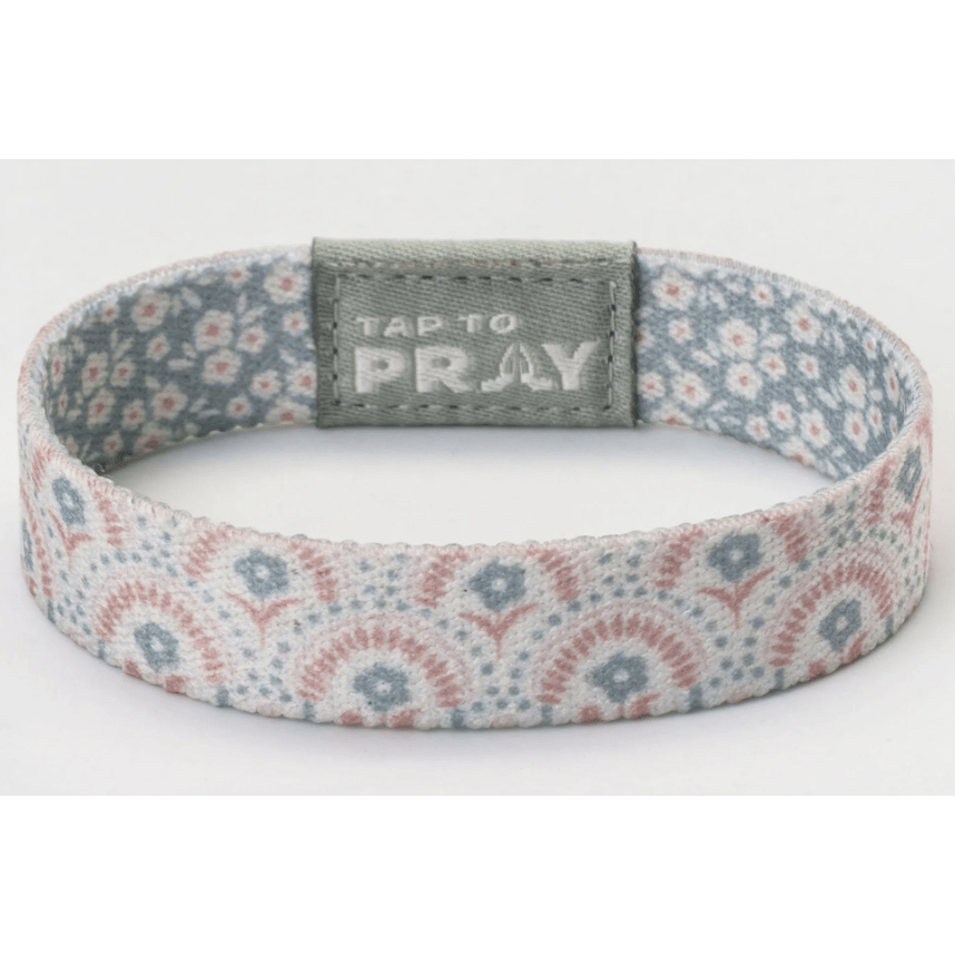 Tap to Pray Wristband - Boho Bouquet - White Farmhouse Flowers