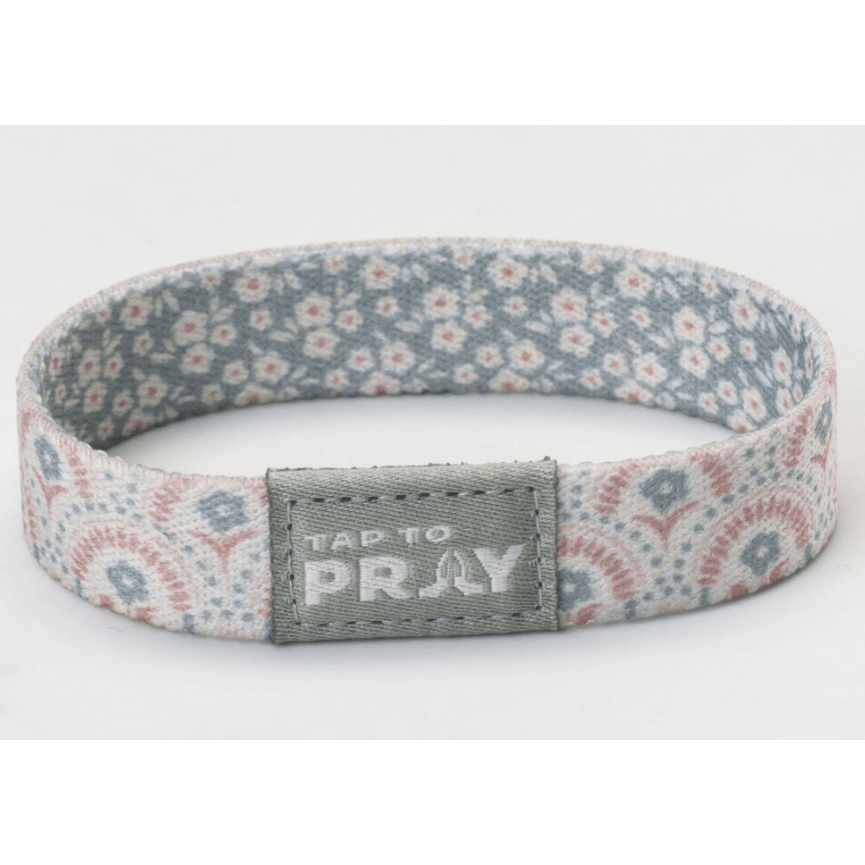 Tap to Pray Wristband - Boho Bouquet - White Farmhouse Flowers