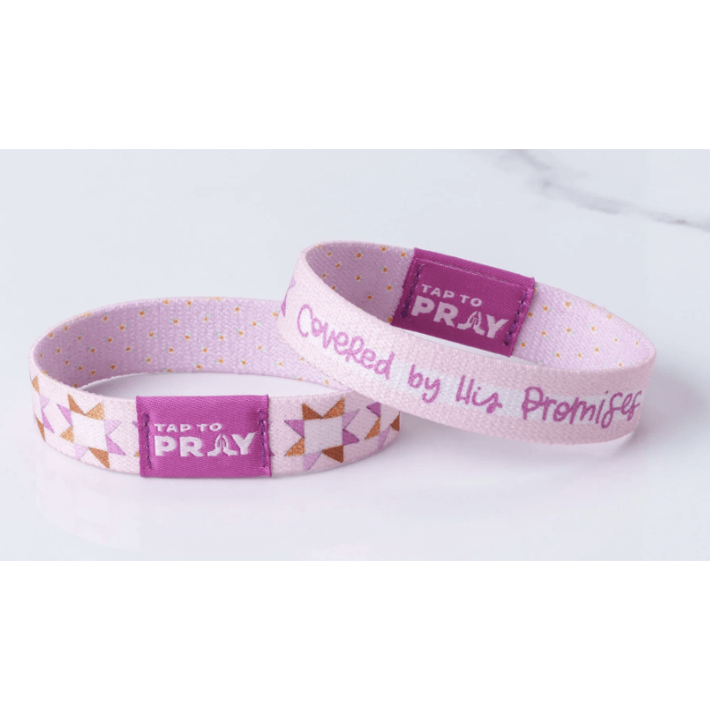 Tap to Pray Wristband - Covered by His Promises - White Farmhouse Flowers