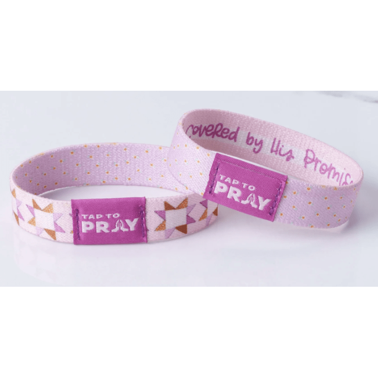 Tap to Pray Wristband - Covered by His Promises - White Farmhouse Flowers