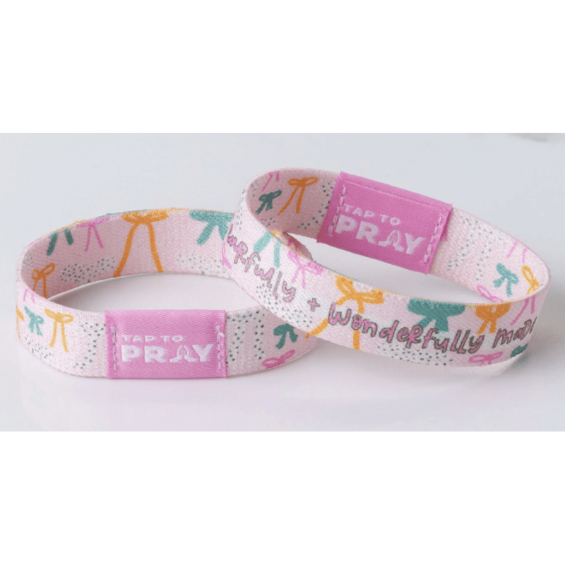 Tap to Pray Wristband - Fearfully and Wonderfully Made - White Farmhouse Flowers