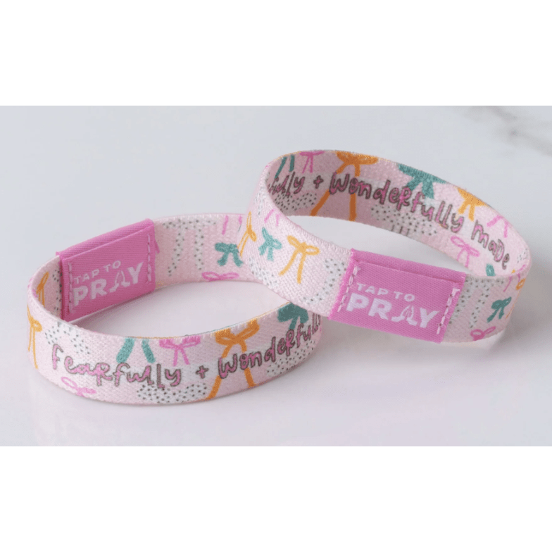 Tap to Pray Wristband - Fearfully and Wonderfully Made - White Farmhouse Flowers