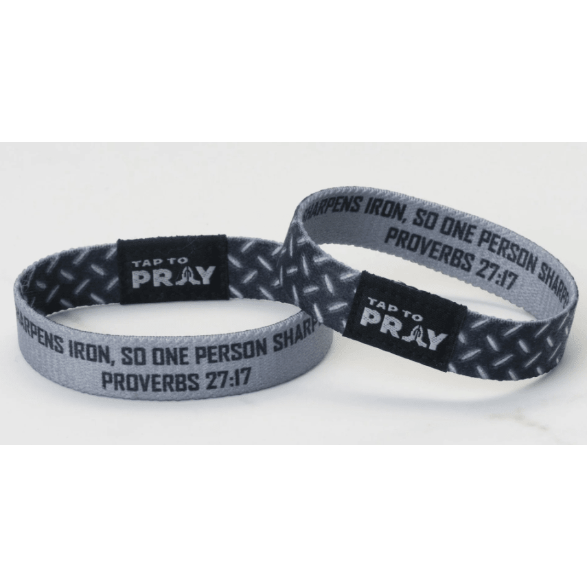 Tap to Pray Wristband - Iron Sharpens Iron - White Farmhouse Flowers