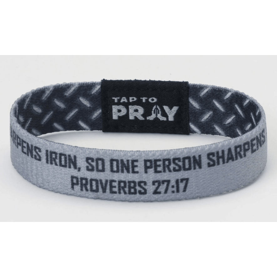 Tap to Pray Wristband - Iron Sharpens Iron - White Farmhouse Flowers
