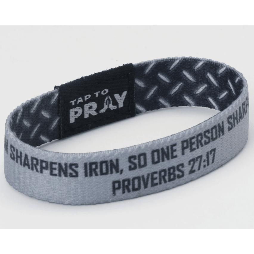 Tap to Pray Wristband - Iron Sharpens Iron - White Farmhouse Flowers