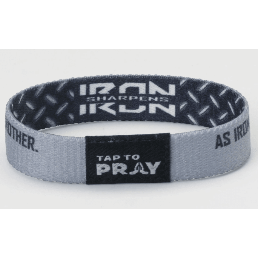 Tap to Pray Wristband - Iron Sharpens Iron - White Farmhouse Flowers