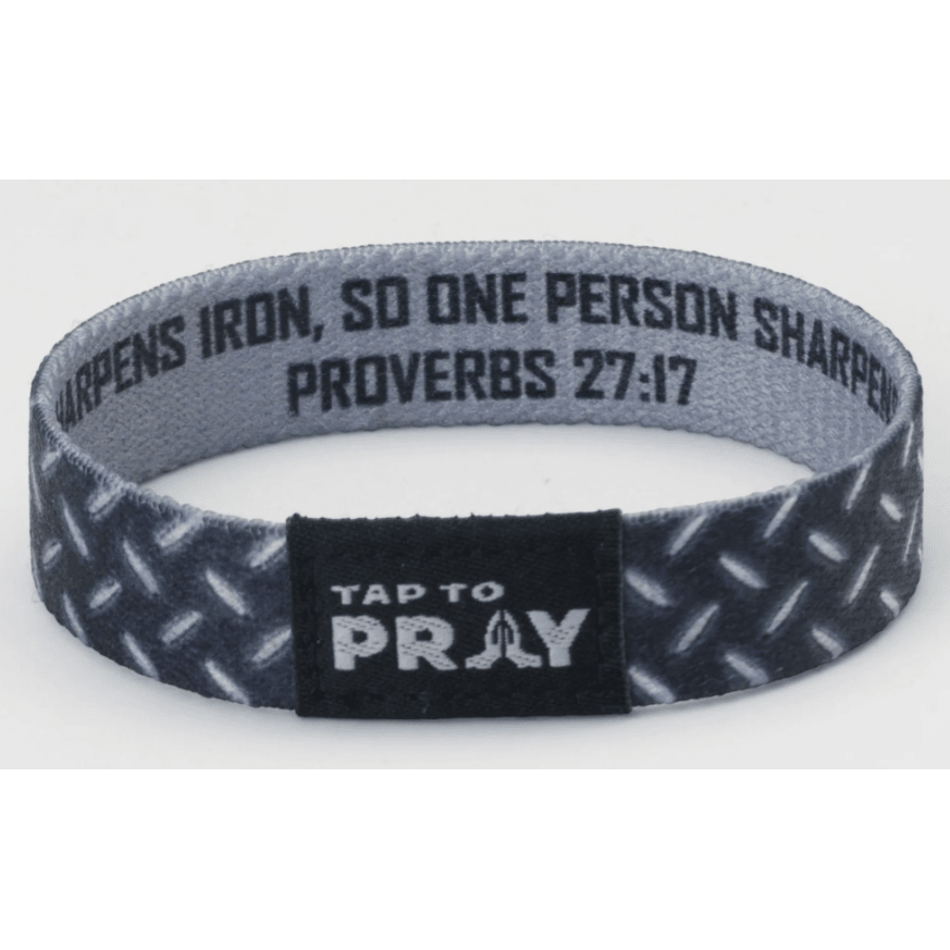 Tap to Pray Wristband - Iron Sharpens Iron - White Farmhouse Flowers