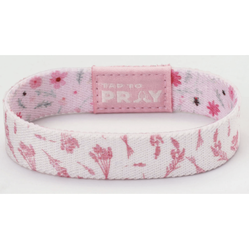 Tap to Pray Wristband - Meadows Pink - White Farmhouse Flowers