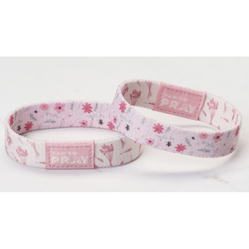Tap to Pray Wristband - Meadows Pink - White Farmhouse Flowers
