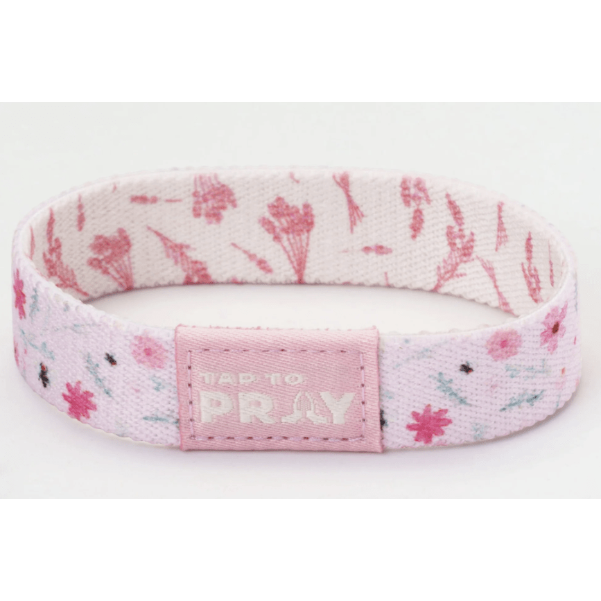 Tap to Pray Wristband - Meadows Pink - White Farmhouse Flowers