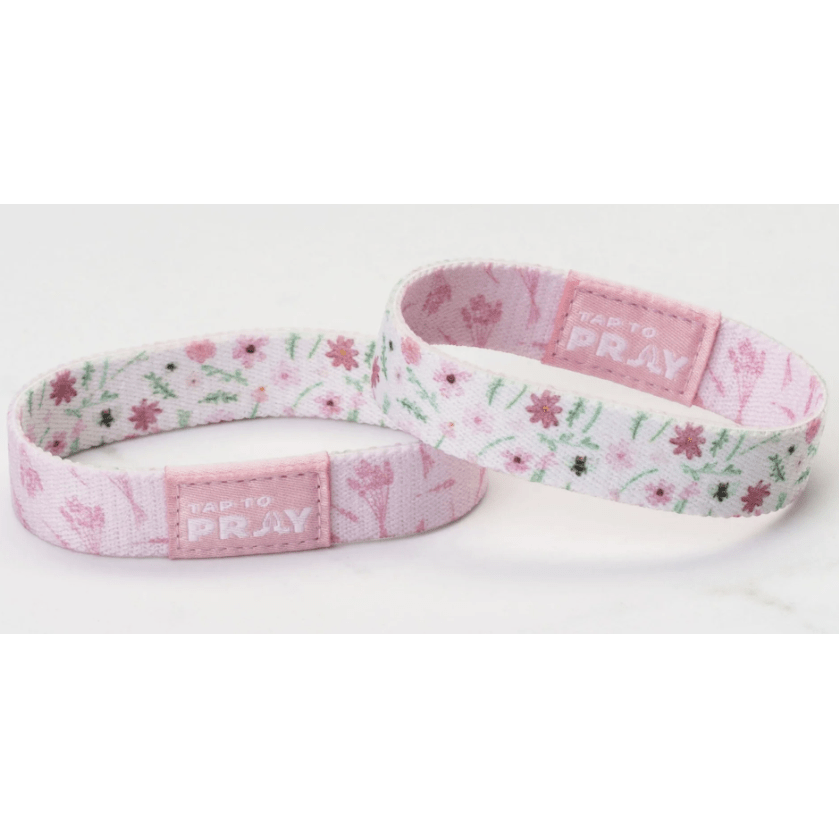 Tap to Pray Wristband - Meadows - White - White Farmhouse Flowers