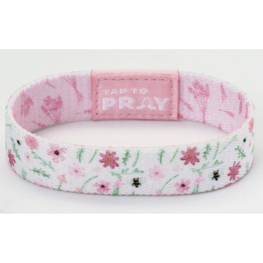 Tap to Pray Wristband - Meadows - White - White Farmhouse Flowers