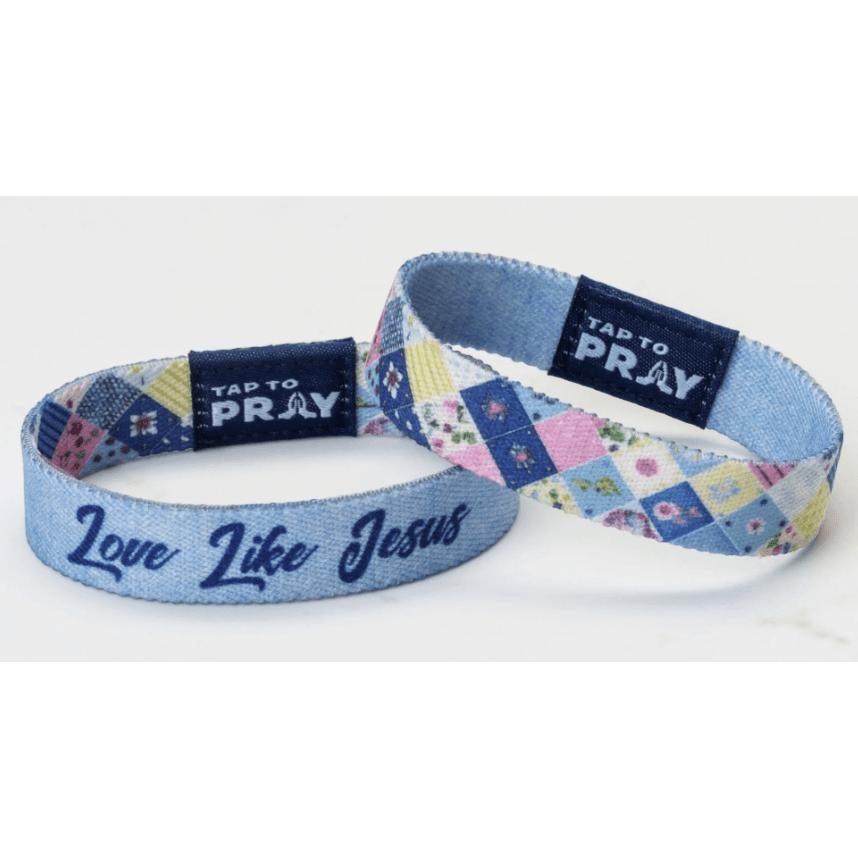 Tap to Pray Wristband - Patchwork - Love Like Jesus - White Farmhouse Flowers